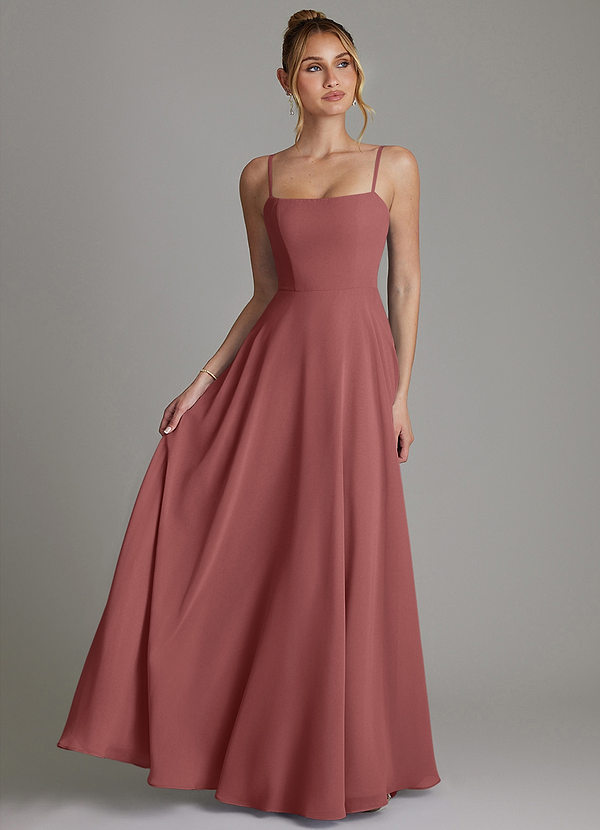 Azazie Elita Bruidsmeisjes Jurken Jurk van Chiffon met A-Lijn Geplooid Amethist image1