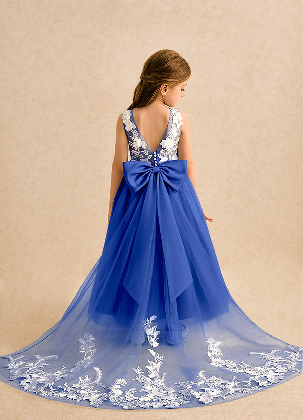 Azazie Mixie Flower Girl Dresses Royal Blue Ball-Gown Lace Dress image1