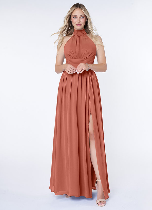 Azazie Iman Bridesmaid Dresses Clay A-Line A-Line Ruched Chiffon Dress image1