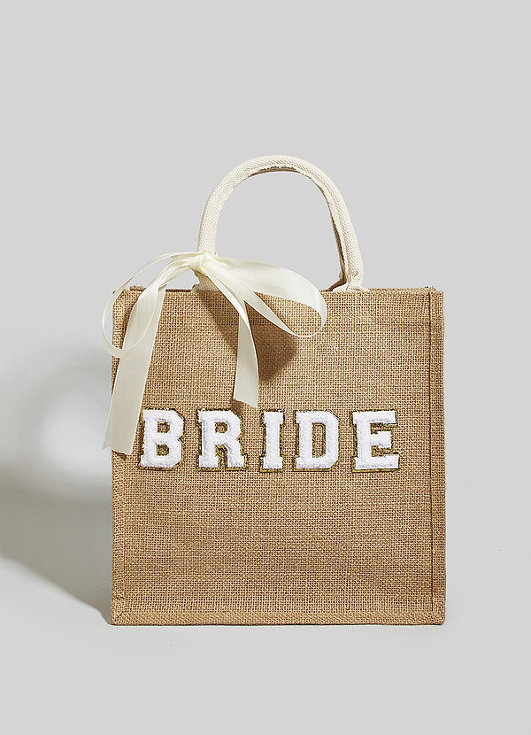 front Bride Jute Tote Bag