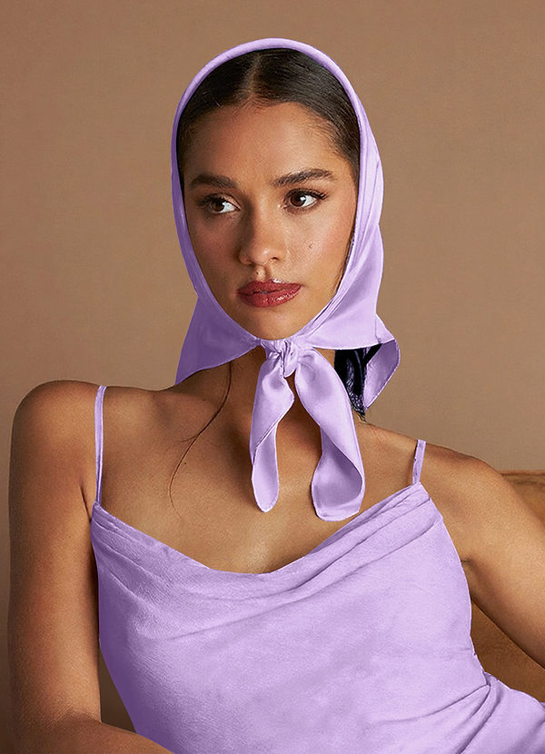 front Matching Color Stretch Satin Scarf