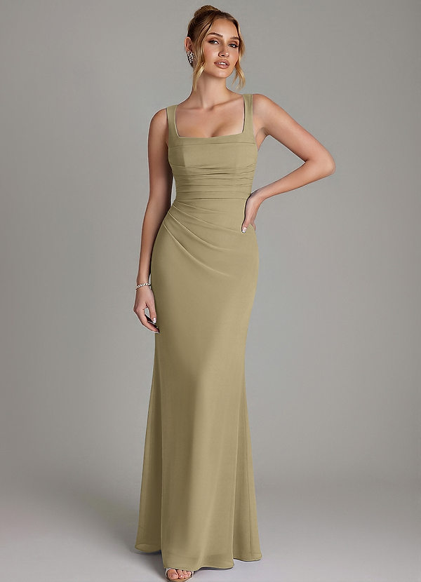Azazie Agustina Bridesmaid Dresses Moss Green Mermaid Corset Chiffon Dress image1