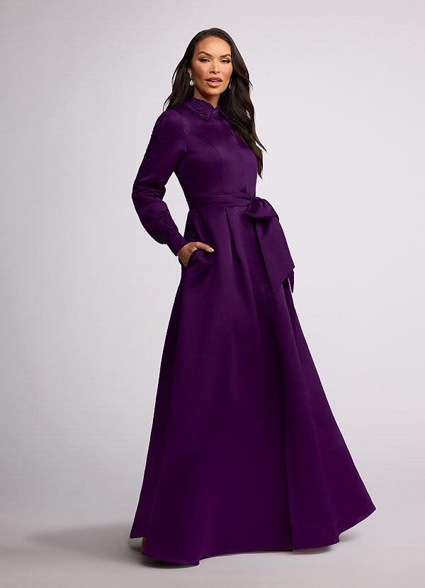 Azazie Ruth Mother of the Brides Dresses Grape A-Line Lace Matte Satin Dress image1