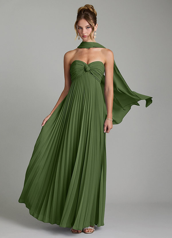 Azazie Tempest Bridesmaid Dresses Olive Empire Corset Chiffon Convertible Dress image1
