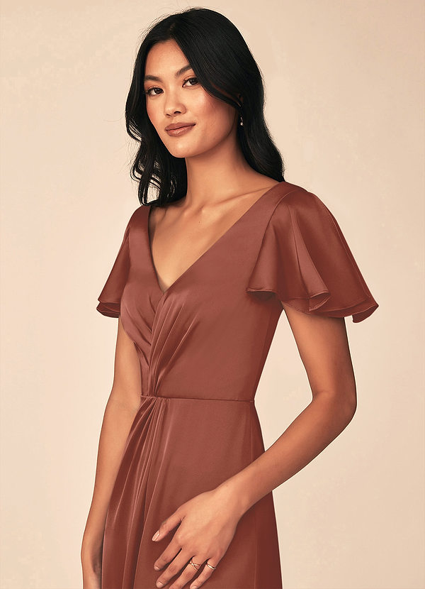 Azazie Soren Stretch Satin Dress back