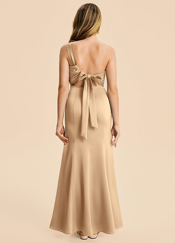 Ren Junior Champagne A-Line Pleated Stretch Satin Dress image1