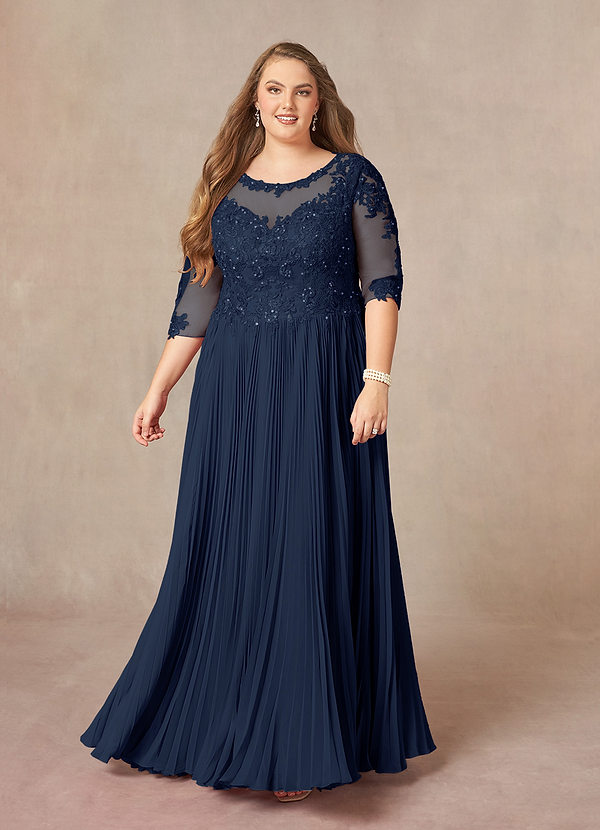 Azazie Corinne Mother of the Brides Dresses Dark Navy A-Line Sequins Chiffon Dress image1