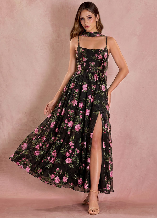 Diora Black Multi Floral Maxi Dress image1