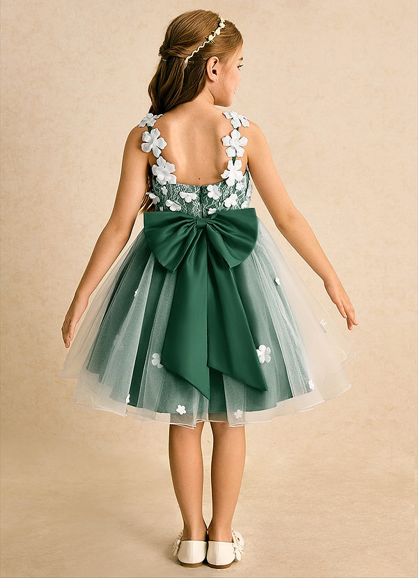 Azazie Junebug Vestidos de Niña de Flores Vestido de Marfil Verde Oscuro de Tul de Princesa con Encaje image1