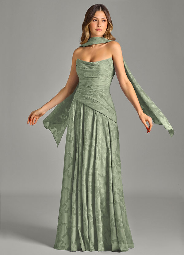 Azazie Gabriela Bridesmaid Dresses Agave A-Line Strapless Floral Burnout Dress image1