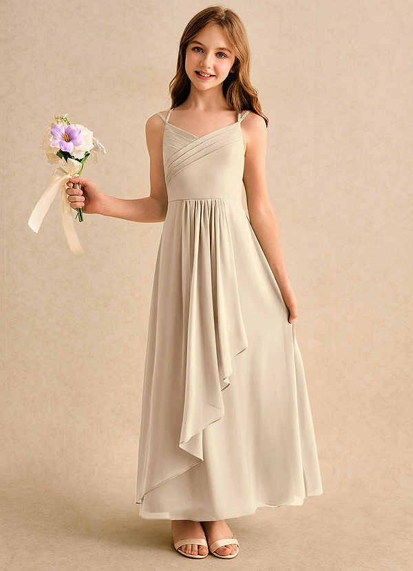 Azazie Zaida Girls Formal Blommflicksklänningar Klänning A-Line i Chiffong Plisserad image1