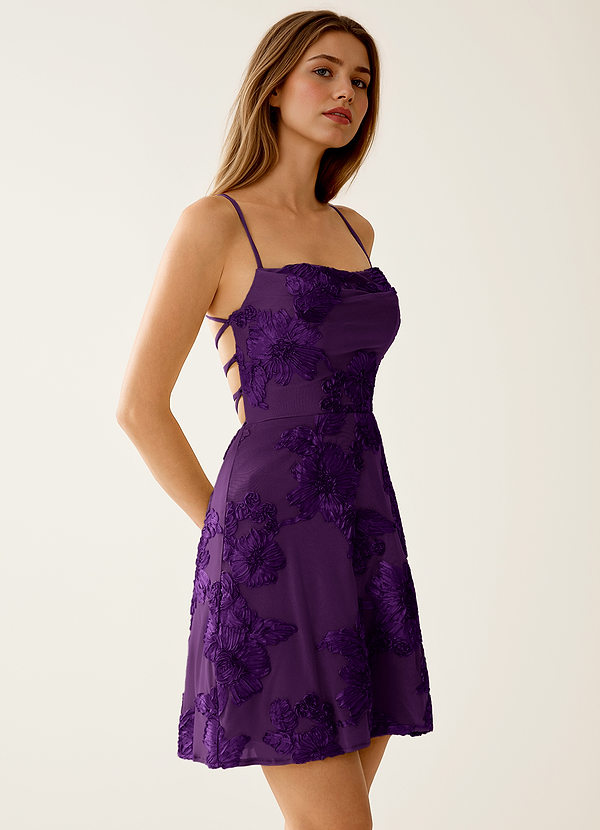 Lysandra Plum Stretch 3D Flowers Corset Mini Dress image1