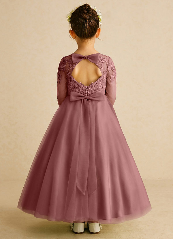Azazie Precious Blumenkinder Kleider A-Linie Spitze Tüll Kleid Wüstenrose image1
