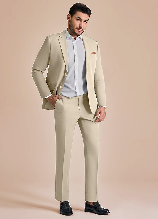 front James Tan Structured Stretch Suit