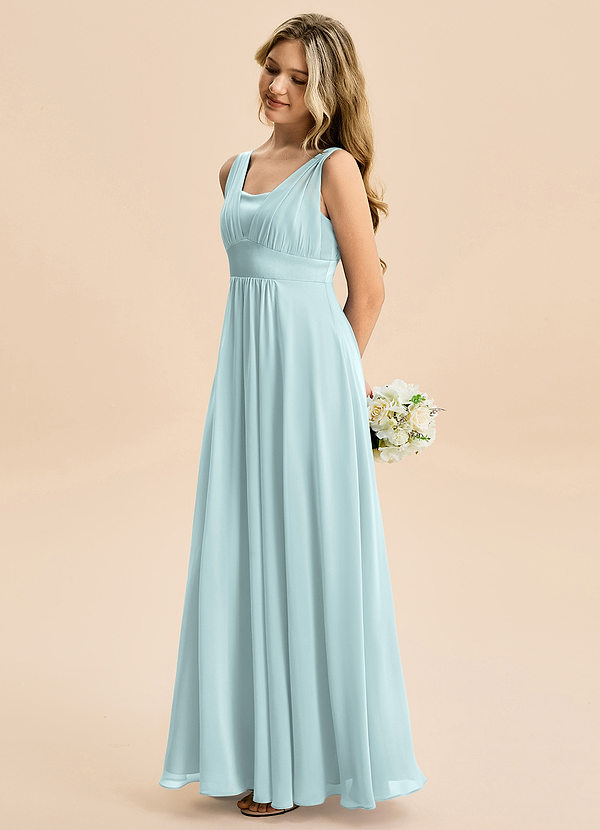 Azazie Odette Junior Vestido de Neblina de Gasa de Corte en A con Escote de Corazón image1