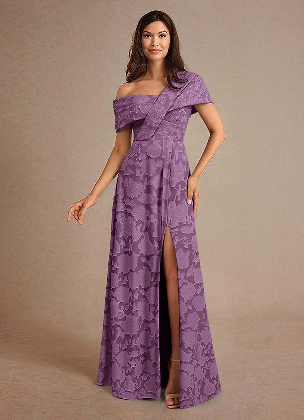 Azazie Milton Mother of the Brides Dresses Wisteria A-Line Pleated Floral Burnout Dress image1