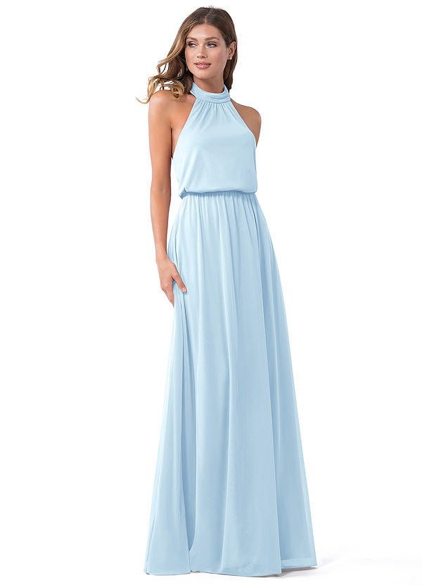 Azazie Landry Bridesmaid Dresses Sky Blue A-Line Pleated Mesh Dress image1