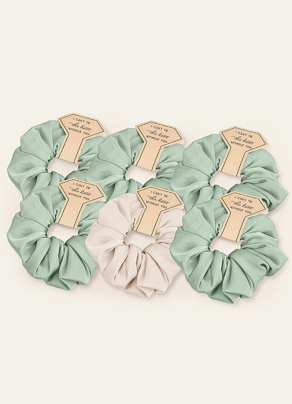 front Matching Color Six-Piece Mixed Color Bridesmaid Stretch Satin Over Size Scrunchie Set