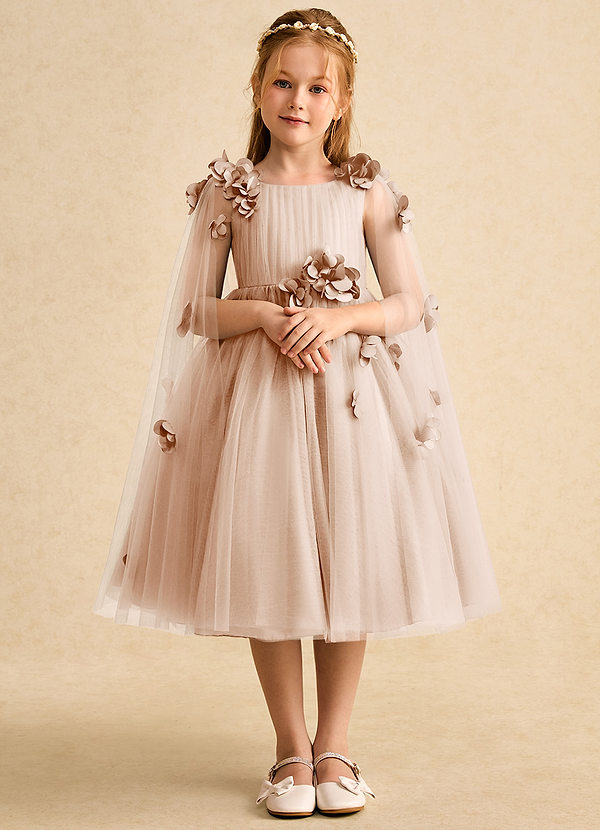 Azazie Staria Blumenkinder Kleider Ballkleid Gestreift Tüll Kleid Englisches Rosa image1