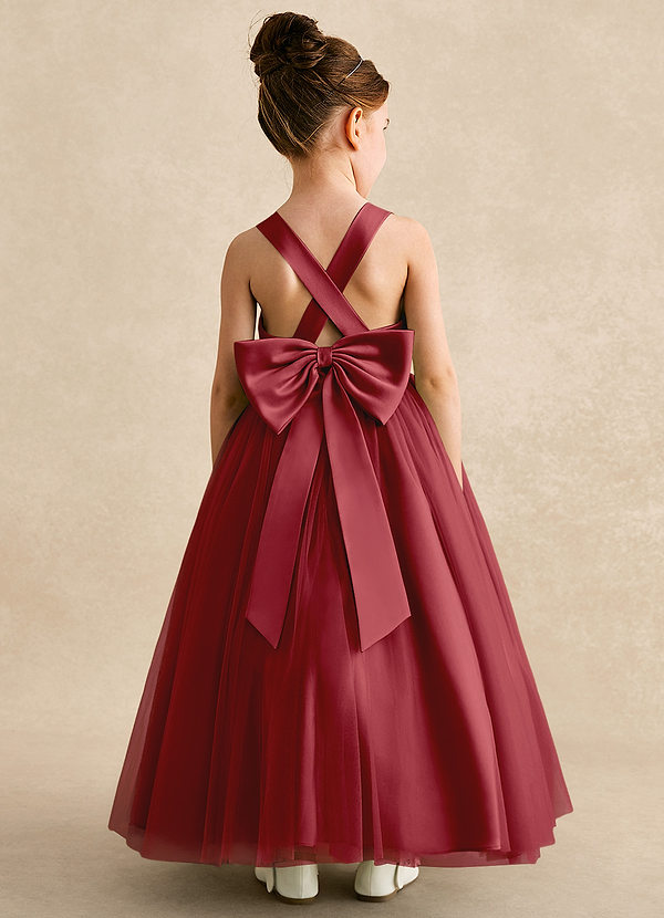 Azazie Peanut Robes de Fillette d'Honneur Robe Trapèze en Tulle Bretelle Grenade image1