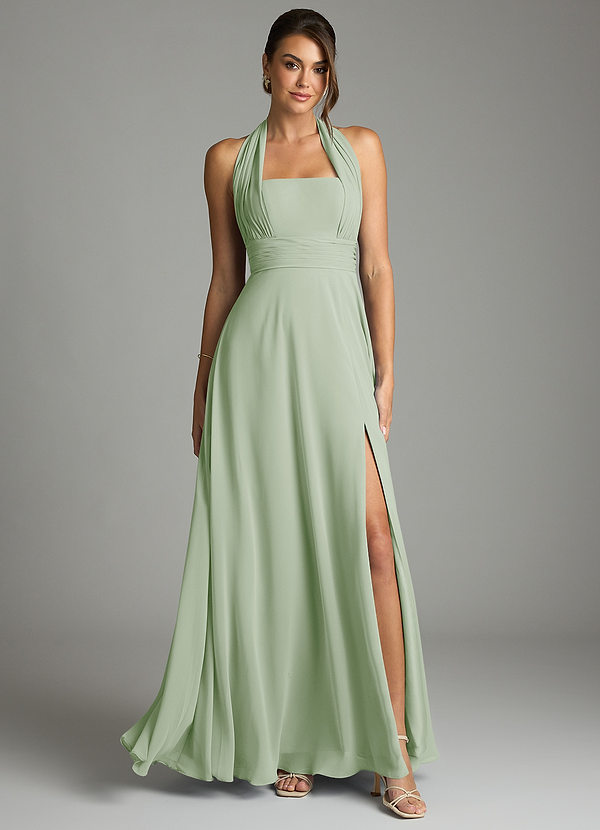 Azazie Tamira Suknie dla druhen Linia A Pofałdowany Szyfon Do ziemi Sukienka image1