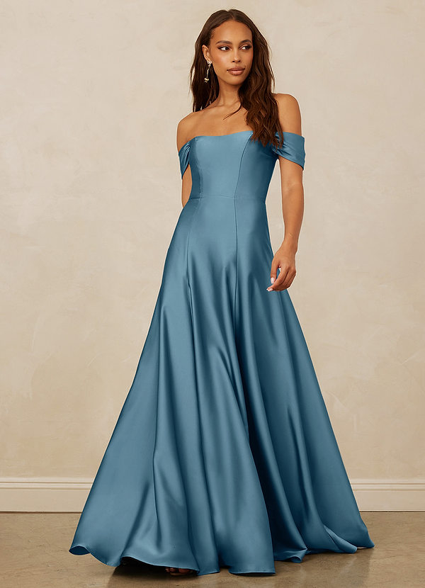 Christian Siriano Bridal for Azazie 1002 Bridesmaid Dresses Schulterfreies Stretch-Satin A-Linien-Kleid image1