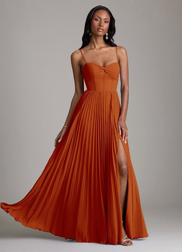 Azazie Akiko Abiti da Damigella Abito A-Line in Chiffon Scollo a Cuore Paprika image1