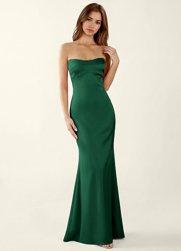 Miniqueadom Emerald Green Open Back Satin Vacation Dress image1