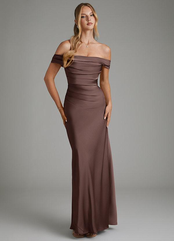 Azazie Hayden Bridesmaid Dresses Ganache Mermaid Corset Stretch Satin Dress image1