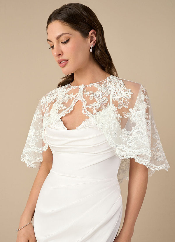 front Azazie Hephzibah Bolero De Tul Con Encaje