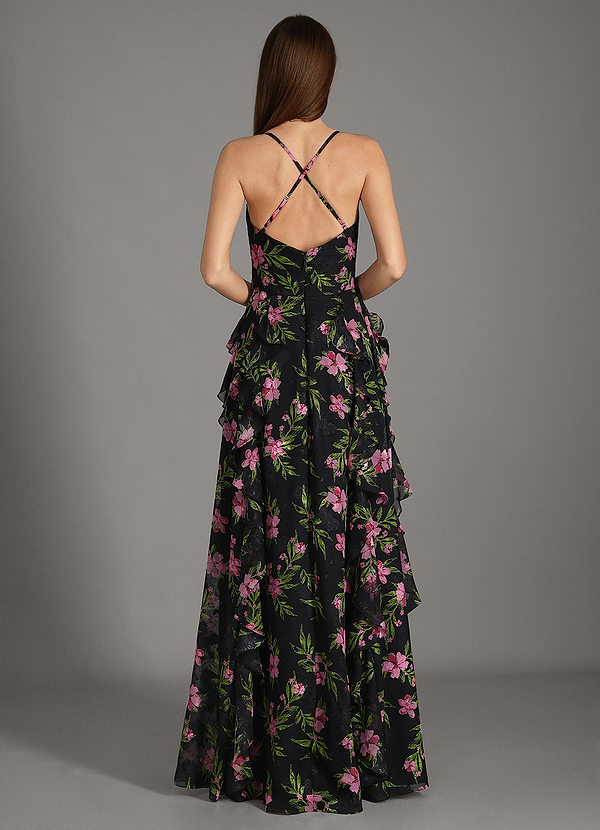 Ramona Maxi Dress in Black with Multi Floral