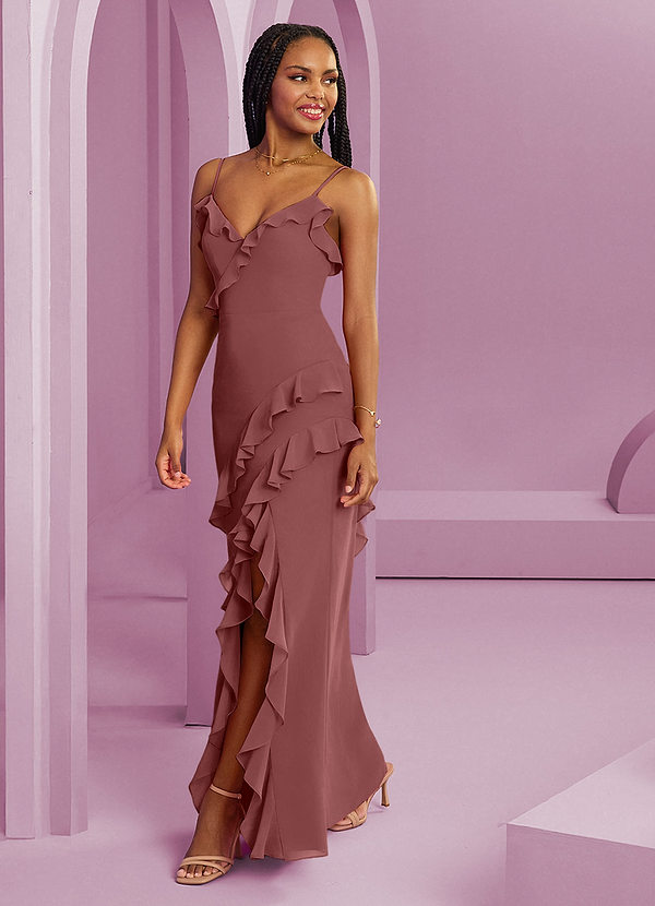 Barbie ♥ Azazie Vestidos Dama de Honor Vestido de Amatista de Gasa de Corte Recto image1