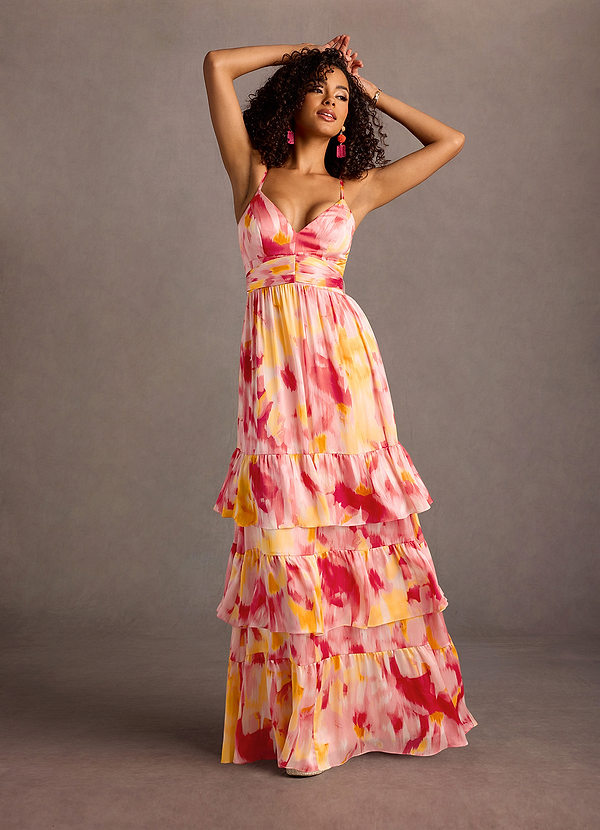 Lela Pink Sunset Print Maxi Dress image1