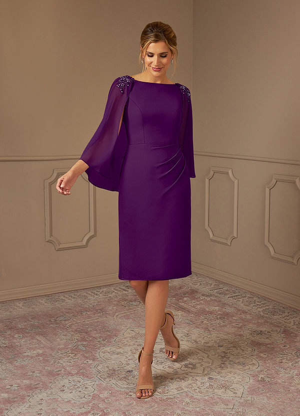 Azazie Carmela Mother of the Brides Dresses Grape Sheath Lace Chiffon Dress image1