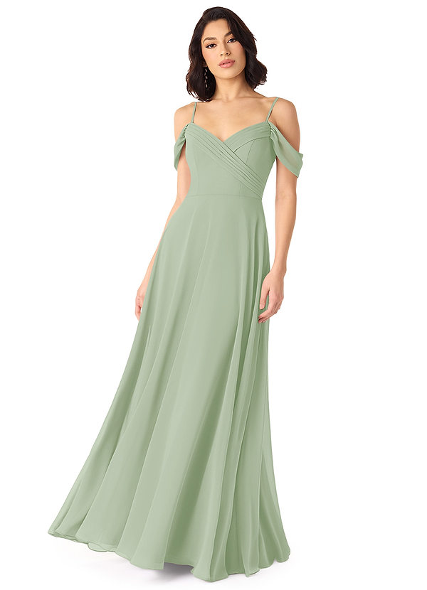 Azazie Tancie Bridesmaid Dresses Dusty Sage A-Line Off the Shoulder Chiffon Convertible Dress image1