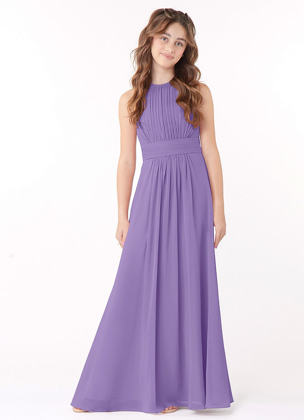 Azazie Bonnie Junior Tahiti A-Line Pleated Chiffon Dress image1