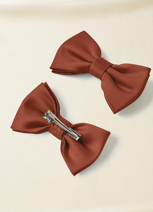 front Matte Satin Bow Hair Clip Set