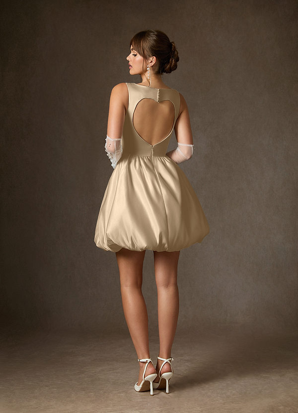 Azazie Blossom Wedding Dresses Champagne A-Line with Pockets Satin Dress image1
