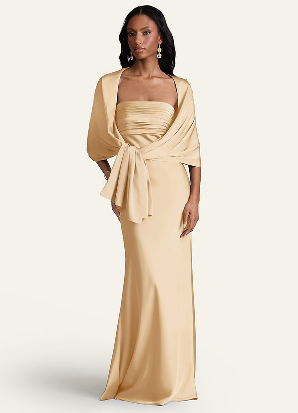 front Azazie Châle En Satin Extensible Aleena De Couleur Assortie