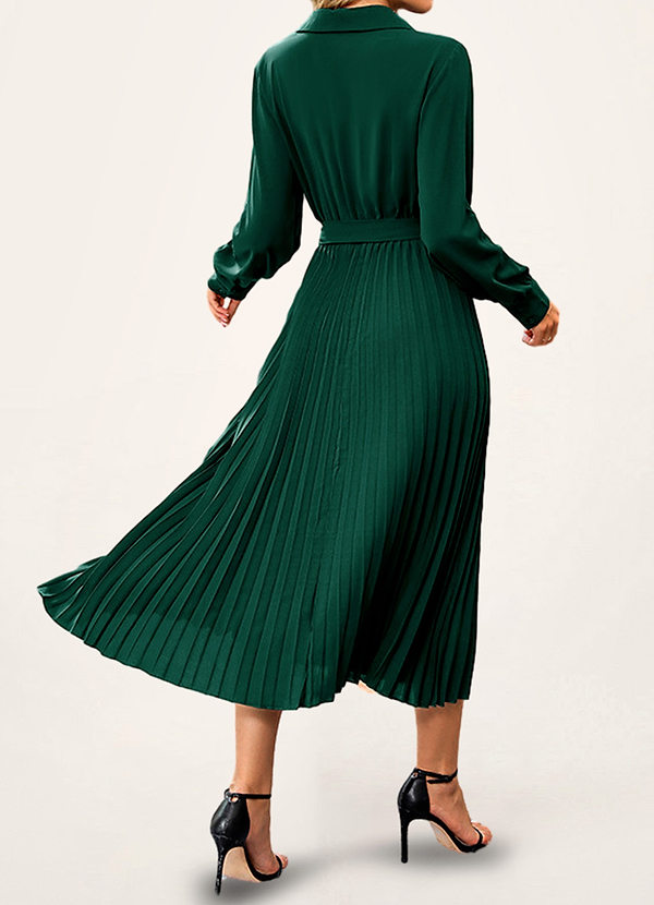 back Kodiak Dark Emerald Pleated Midi Dress