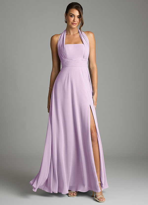 Azazie Tamira Suknie dla druhen Linia A Pofałdowany Szyfon Do ziemi Sukienka image1