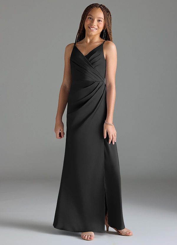 Azazie Maci Junior Klä av Sjöjungfru i Stretch Satin Plisserad image1