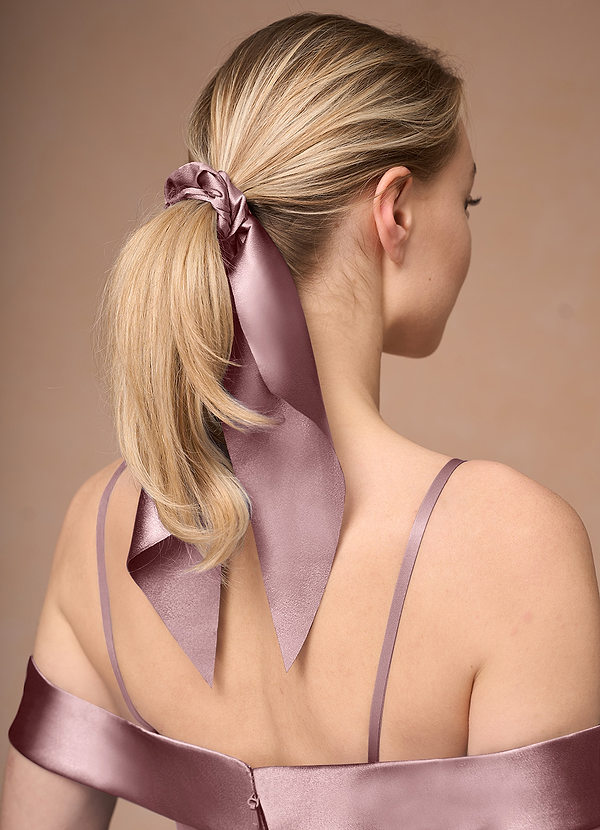 front Matching Color Matte Satin Hair Scarf Scrunchie