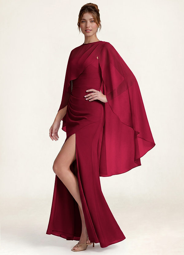 front Azazie Châle asymétrique en mousseline de couleur assortie