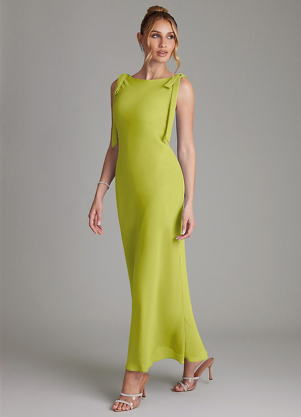 Azazie Luddie Bridesmaid Dresses Lemongrass Mermaid Bow Chiffon Dress image1