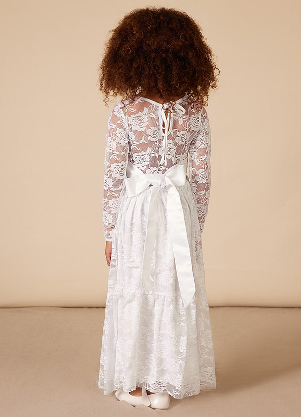 Azazie Agatha Flower Girl Dresses A-Line Lace Floor-Length Dress image2