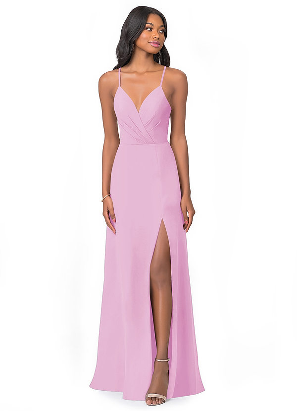 Azazie Everleigh Abiti da Damigella Abito A-Line in Chiffon con Scollo a Cuore a Pieghe Rosa Confetto image1