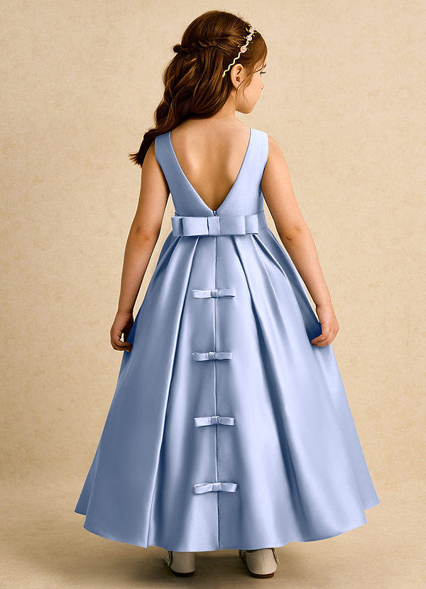 Azazie Mapel Robes de Fillette d'Honneur Robe Princesse en Mat Satiné Plissée Eis image1