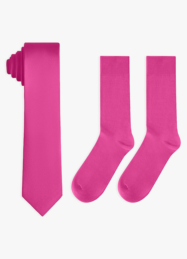 front Bijpassende set van stretch satijnen skinny stropdas en katoenen sokken