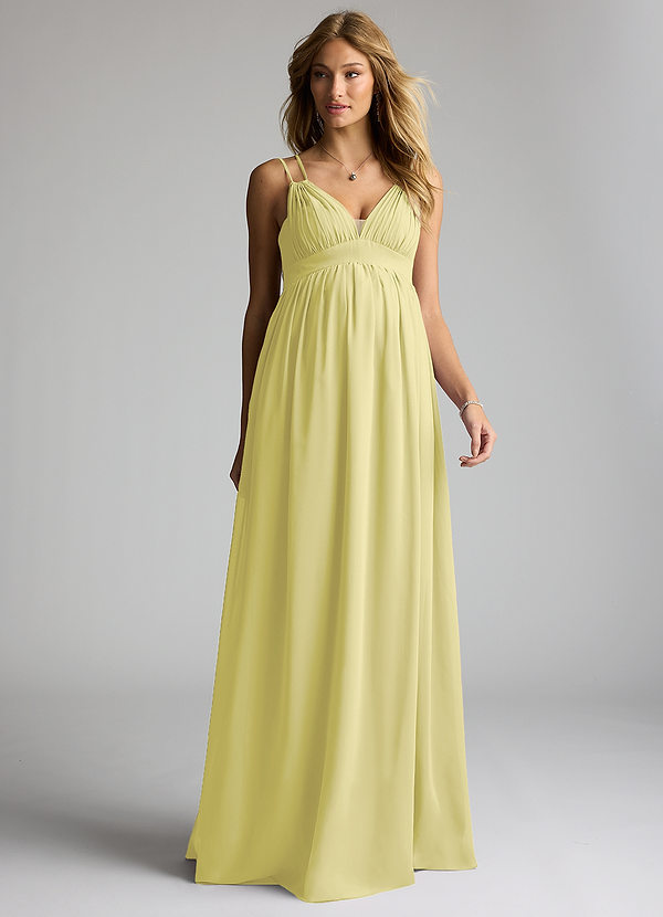 Azazie Emree Maternity Bridesmaid Dresses A-Line Chiffon Floor-Length Dress image1